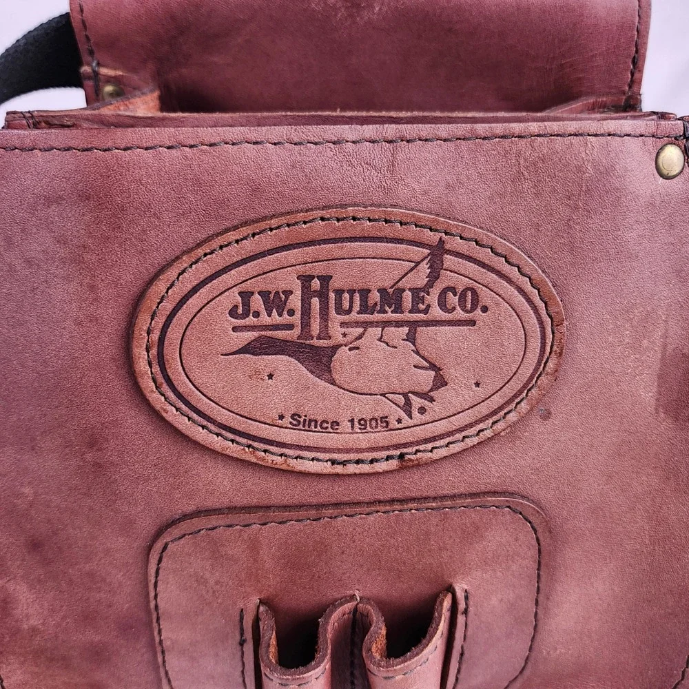 VTG J.W. HULME CO. Leather Shotgun Shell Bag Pouch USA Made Clays Skeet Hunting